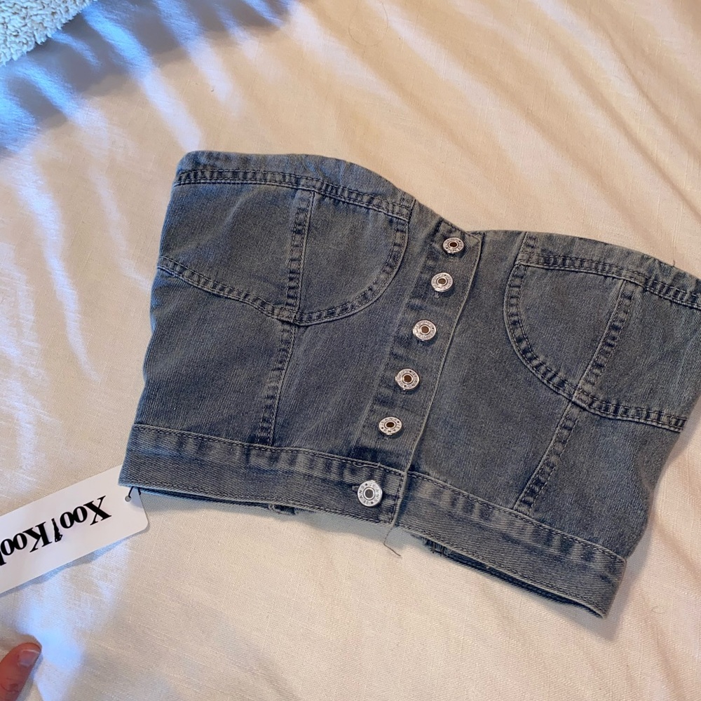 XooKool denim bandeau crop top